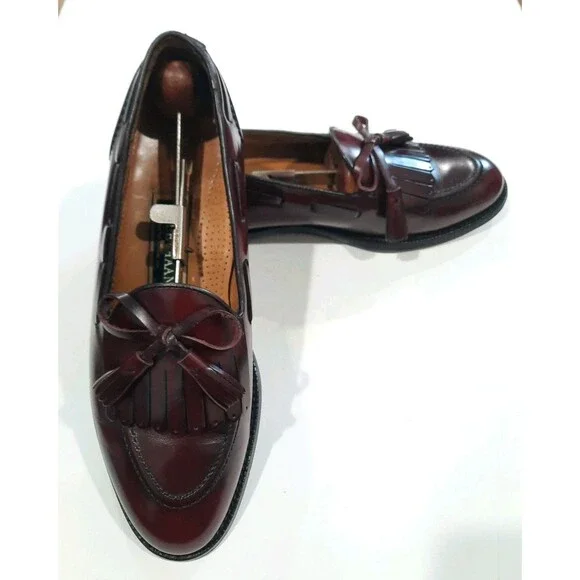 Cole Haan Hand Made In Maine Horween Leather Tassel Kiltie Loafers Ox blood 8.5 - Picture 3 of 16